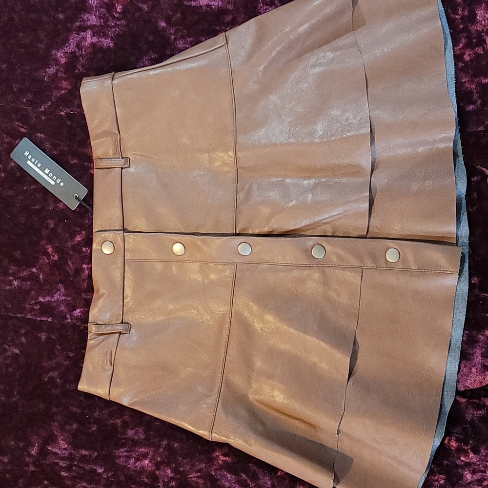 Brown leather skirt